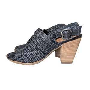 Paul Green Lovely Woven Leather Sisal Rattan Block Heel Sandal US 7 UK 4.5